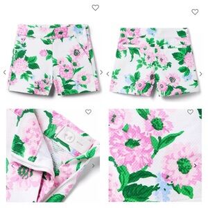 Janie and Jack Girl's 7 Floral Pique Short White Floral Pure Cotton Adjustable